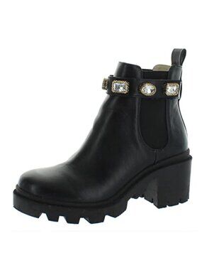 Chelsea Ankle Boot Round Toe Block Heel Faux Leather Casual